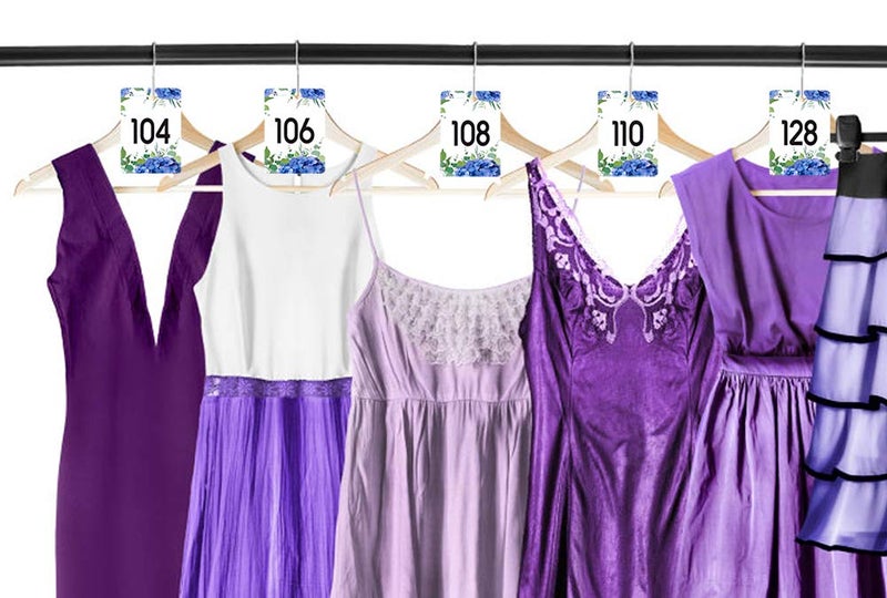 FaCraft Live Number Tag 001-100, Floral Purple Live Sale Number Cards Reusable Normal and Reverse Mirror Image Hanger Cards Hanger Tags Card for Clothes Coat Check Tickets - Image 2